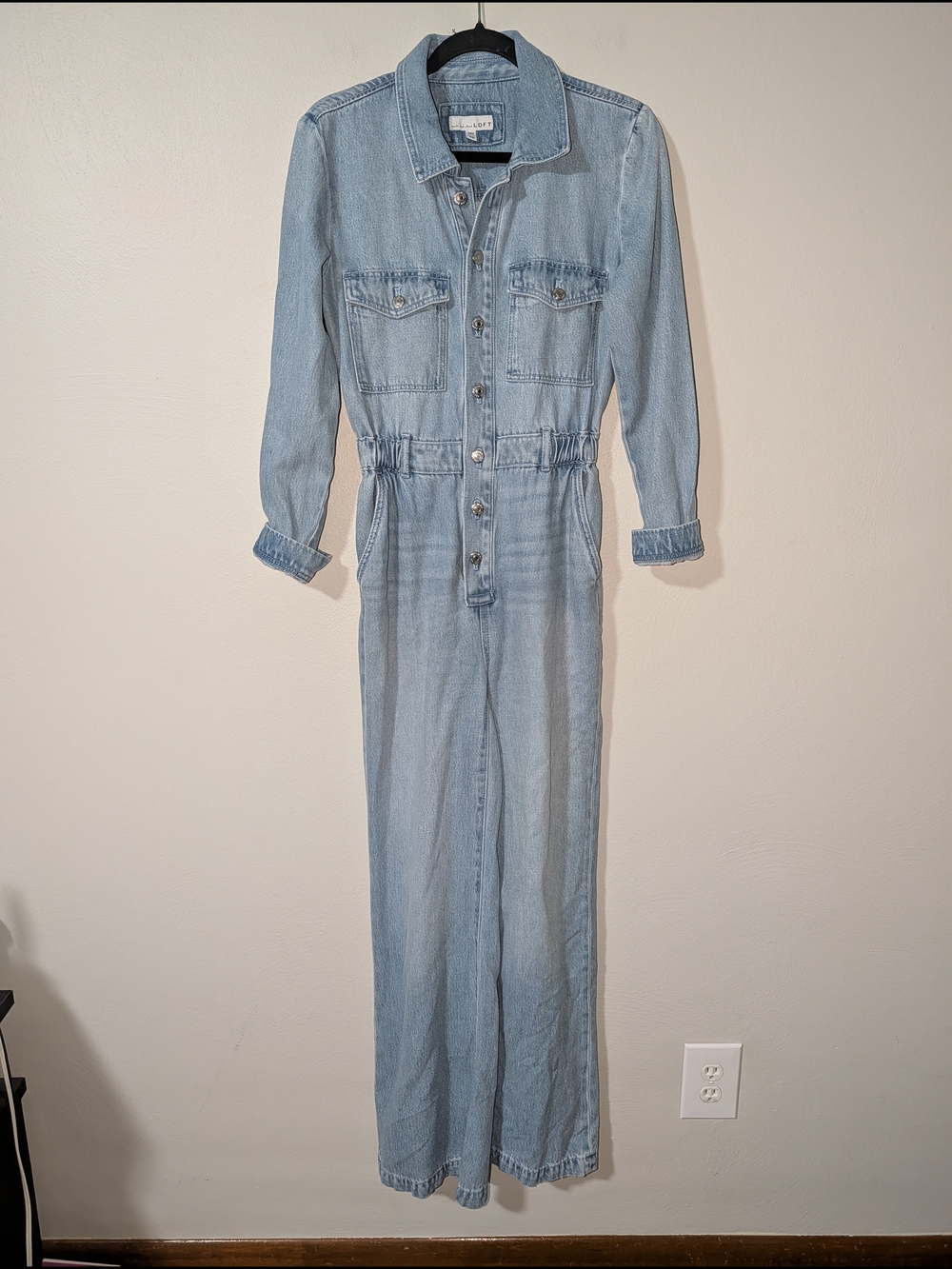 XS Loft Light Wash Denim Jumpsuit